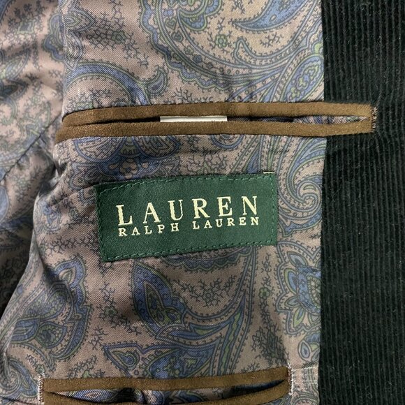 Lauren Ralph Lauren Corduroy Blazer Sport Coat Men's 40L Brown Elbow Patches - Picture 4 of 14